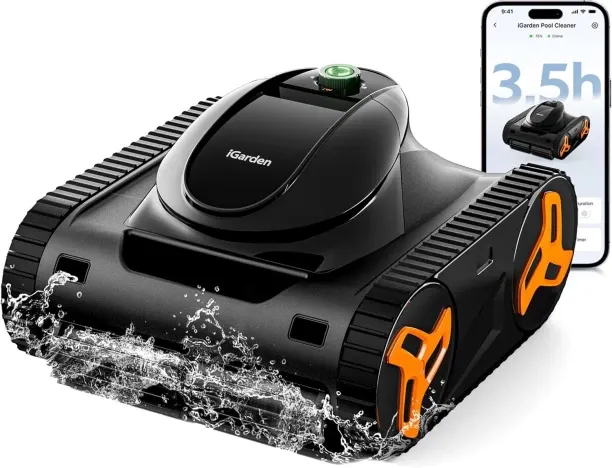 igarden Robotic Pool Cleaner KN Series, 210-Min Runtime, Smart 3D Navigation, Full-Inverter Energy-…