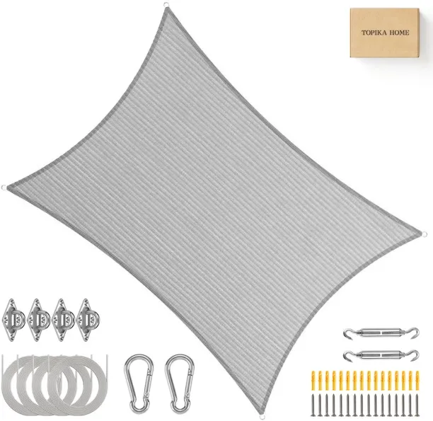Topika Umbrellas Shade Sail, Sun Shade Sail & Block Canopy for Outdoor Use - Grey: 3m x 4m Awning