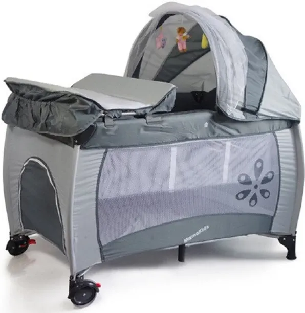 SA TRADE Foldable Travel Baby Crib With Travel Bag BB-18 - Grey Travel Crib NA