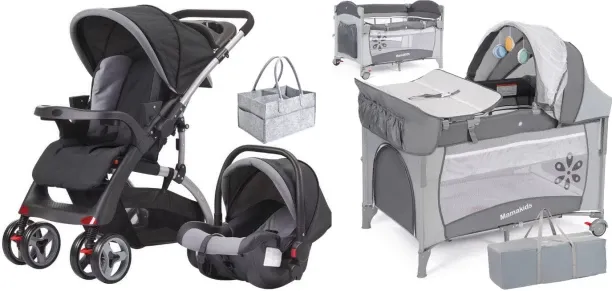 Mamakids Stroller with reversible handle and carrycot + Baby Cot