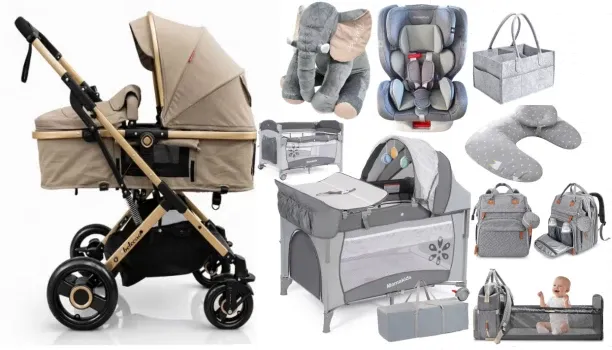 Belecoo Aston Baby Stroller HA321 With Car Seat + Cot + bed &Bag +Nursing pillow+Elephant Pillow & …