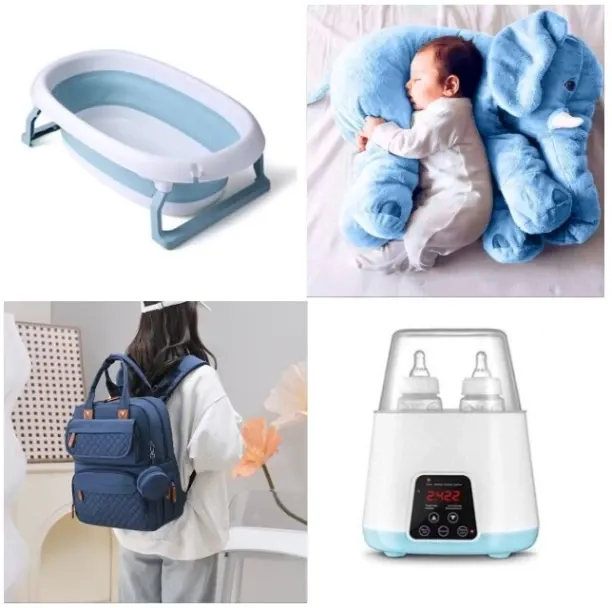 smart toys Baby 4pc Combo Deal Bath/Elephant/Baby Bag/Bottle Warmer