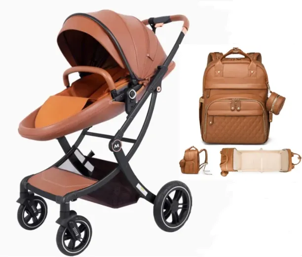 Belecoo Mila Egg 2 in 1 Stroller +Leather Baby Diaper Bags with Changing Station,Extra large Capaci…