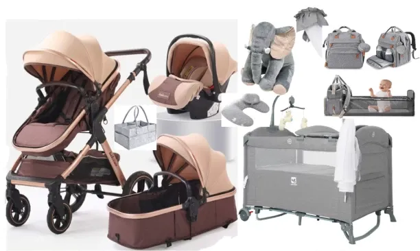 Belecoo X1 luxury baby pram with car seat + cot + elephant pillow & caddy storage hold Hot Deales