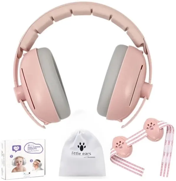 Bloo A 2-in-1 ergonomic, adjustable, non-slip, pink hearing protection headset suitable for childre…
