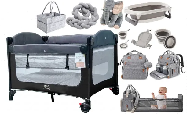 Little Heaven Newborn Comb Set Cot + elephant pillow + bed & bag + cot bumper +Bath Tub Set & caddy…