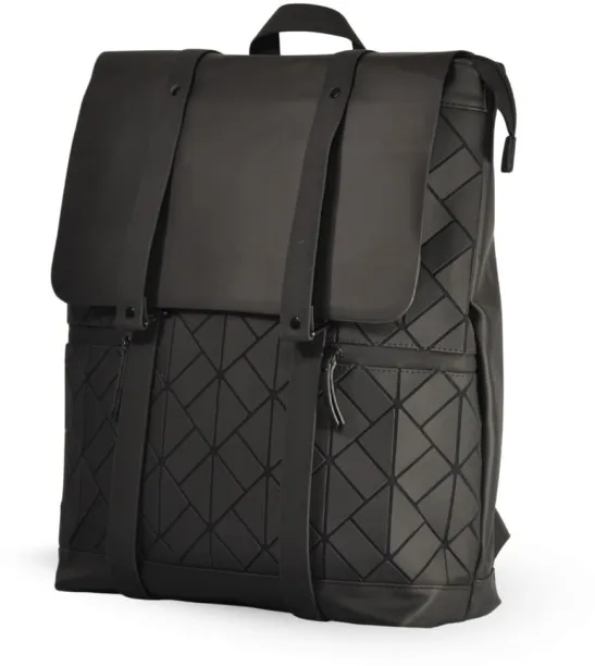 Twolikealot Fashion Black Unisex Waterproof PU Leather Laptop Backpack Laptop Backpack