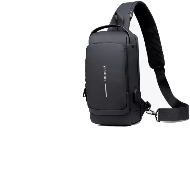 Generic Anti-Theft Lock Sling Chest Bag -Black Waterproof Sling Bag