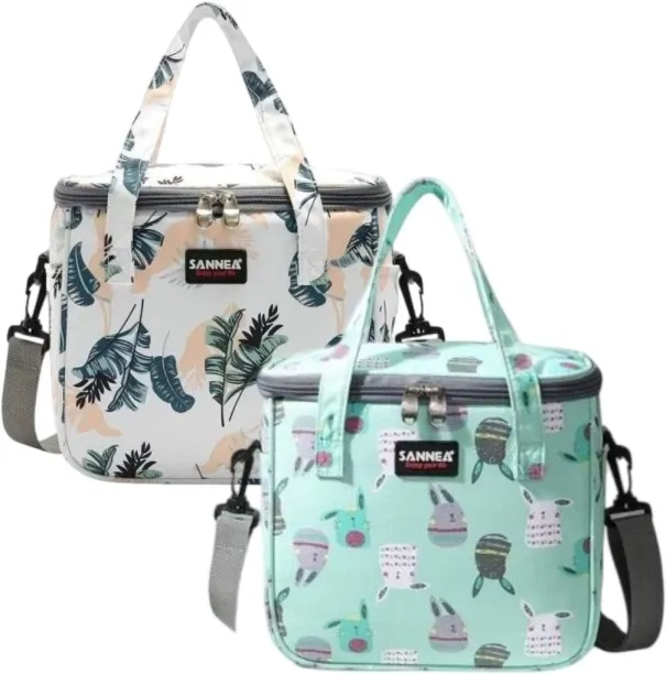 Sannea Insulated Lunch Cooler Bag Leakproof Thermal 2 Pack Lunch Bag