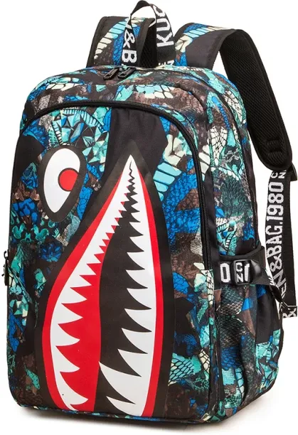 MAX (Printed blue)Anti-theft Backpack Men Waterproof Rucksack Backpacks for Women of Fabric Casual …