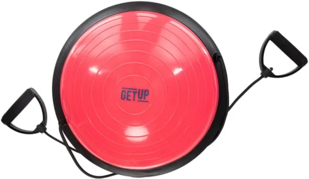 HOME GYM Core Bosu Ball Balance Trainer with Resistance Bands - Pink Balance Step