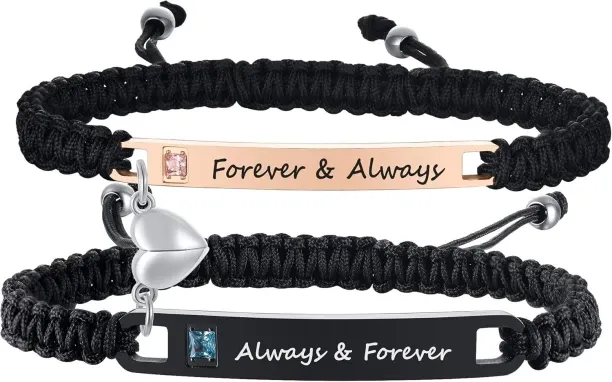 Personalized Couple Bracelet Customized Couple Bracelets Set Mutual Attraction Custom Name Relation…