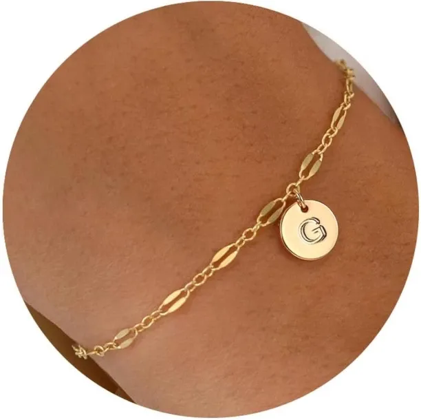Gold Initial Bracelets for Women Girls - 16K Gold Plated Dainty Initial Bracelet Personalized 26 Al…