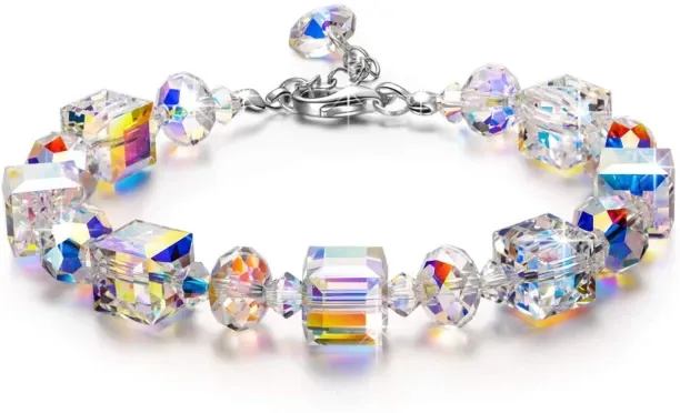 OMGift ♥ A Little Romance ♥ Sterling Silver Bracelets for Women Northern Lights Crystals Bracelet 7…