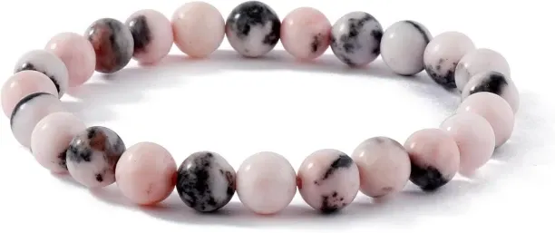 Pink zebra stone bracelet,beaded bracelets for women,8mm stretch bracelets for women (Pink zebra st…