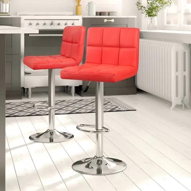 SMTE Padded Kitchen PU Leather Bar Stool