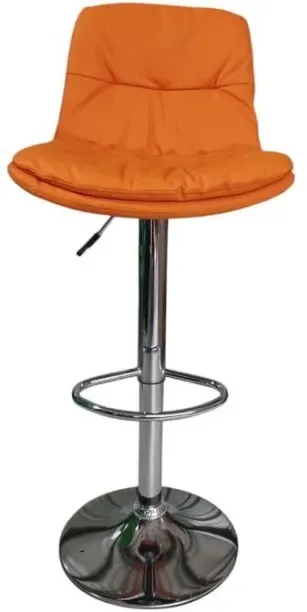 SMTE 8605 Adjustable Bar Stool - Orange PU Leather with Chrome Base Leather Bar Chair