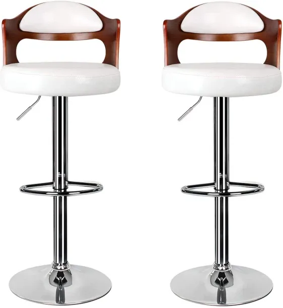 werdafurn Bar Stools / Kitchen / Swivel Chairs -Set of 2- Beige (Cream)/ Brown Colour PU Leather Ba…