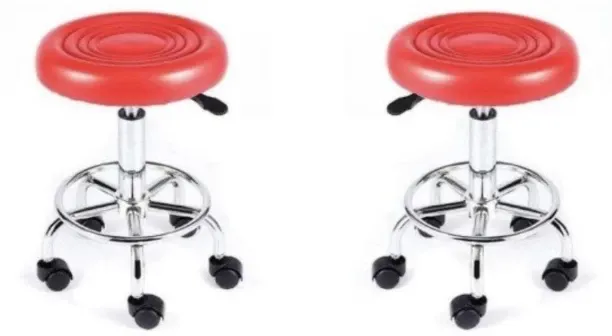 REX M Diyya Rolling Barstool - Set of 2 - Red Plastic Bar Stool