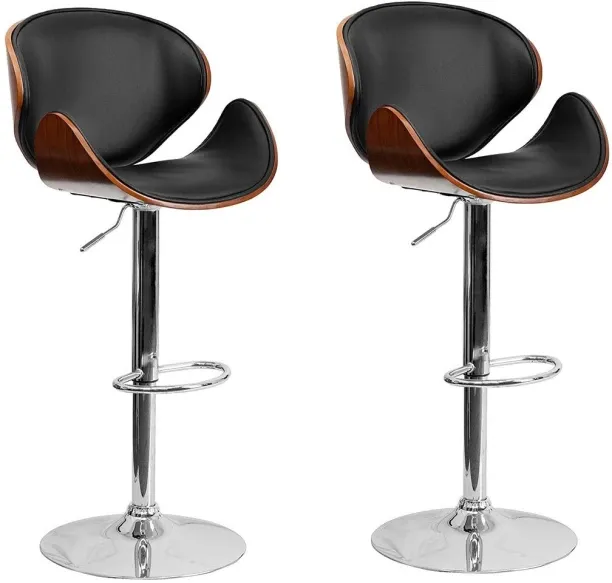 Eay Eay Thing Kitchen / Bar Counter Stools - Set of 2 - Black/Brown Engineered Wood Bar Stool