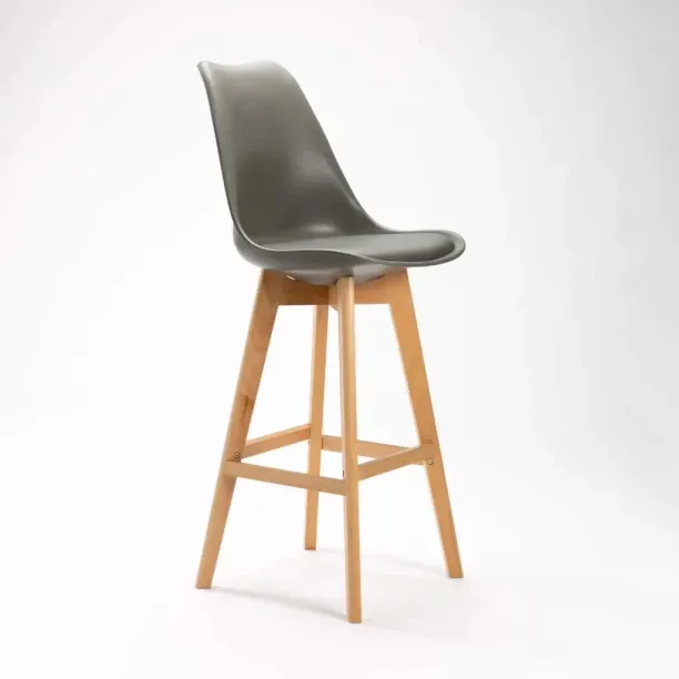 WOODLY EVA WOODEN LEG BARSTOOL PU Leather Bar Stool