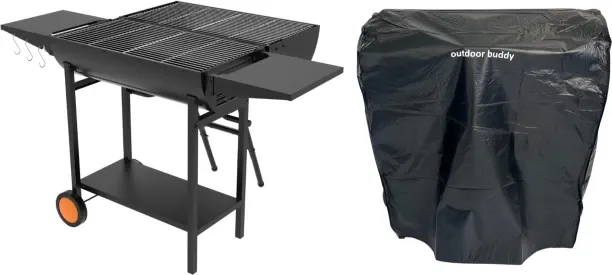 Outdoor Buddy Dual-Flame Barrel Braai with Cover - Charcoal Braai