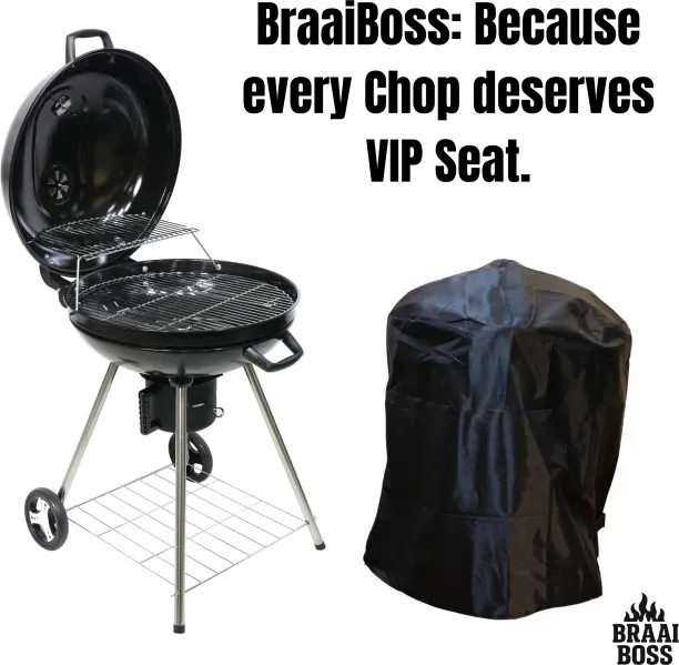 BraaiBoss – 57cm Premium Charcoal Kettle Braai with Hinged Lid, Warming Rack, Thermometer, Cover an…