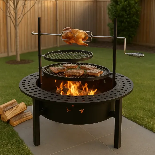 Outdoor Buddy - BraaiBoss Mega Fire Pit & Rotisserie Braai – Built Big. For Chops, Chicken & Chatte…