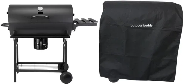 Outdoor Buddy Barrel Braai with Thermometer, Ash Catcher, Side Shelves, and Protective Cover / Char…