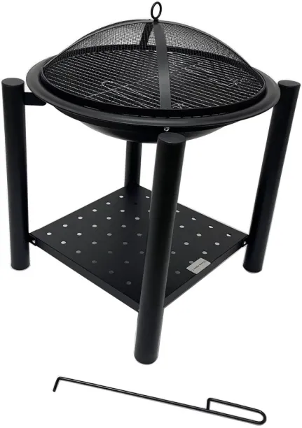 Outdoor Buddy – FestiveForge – 55cm Fire Pit and Braai Grill with Wood Rack, Mesh Cover & Fire Poke…