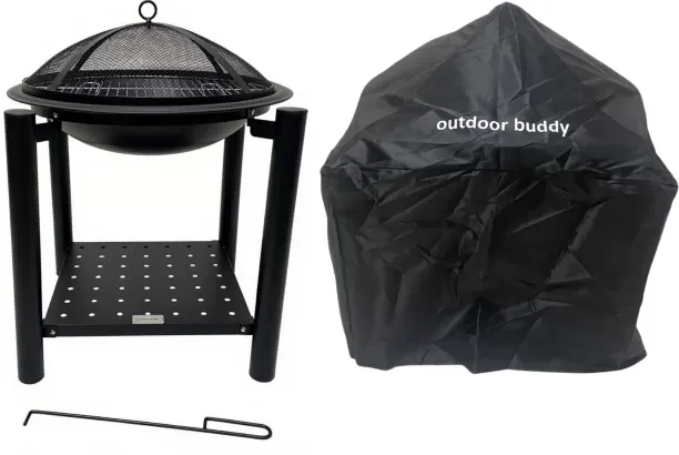 Outdoor Buddy BlazeBuddy wood burning 54cm Firepit & Grill with PVC Cover Charcoal Braai