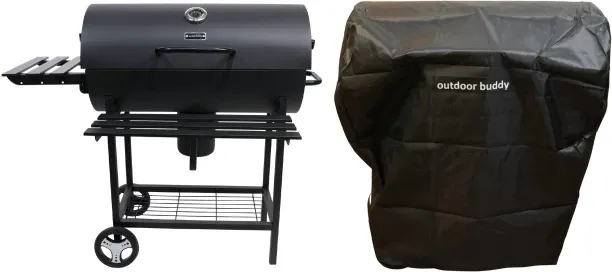 Outdoor Buddy MagMaster Charcoal Barrel Braai – 70cm Grid, Warming Rack, Thermometer, Side Tables, …