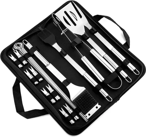 MOREHOME Barbecue Accessories Kit, Stainless Steel Barbeque Grilling Tool Set 20PCS Charcoal Braai