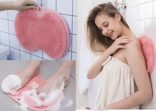 fancystuff Silicone Exfoliating Shower Massage Bath Mat Bath Sponge For  Men & Women