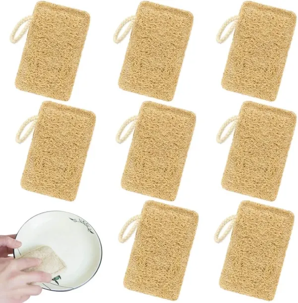 Flycross 8 x Biodegradable Loofah Natural Fibers Compost Scrubber Kitchen Scrubber Natural Scrubber…