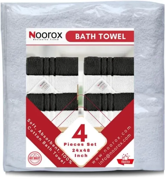 Pofufusm (28 cm x 38 cm) Bath Towels – 24x48 Inch – Pack of 4 – Soft, Absorbent, Quick-Dry Cotton T…