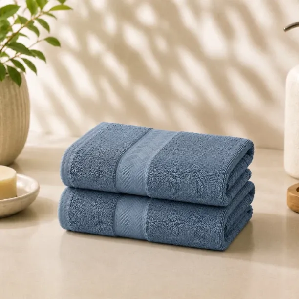 Indulgence (70 cm x 140 cm) 630gsm Bath Towel 70x140cm Denim -2 Pack Cotton Bath Towel Set