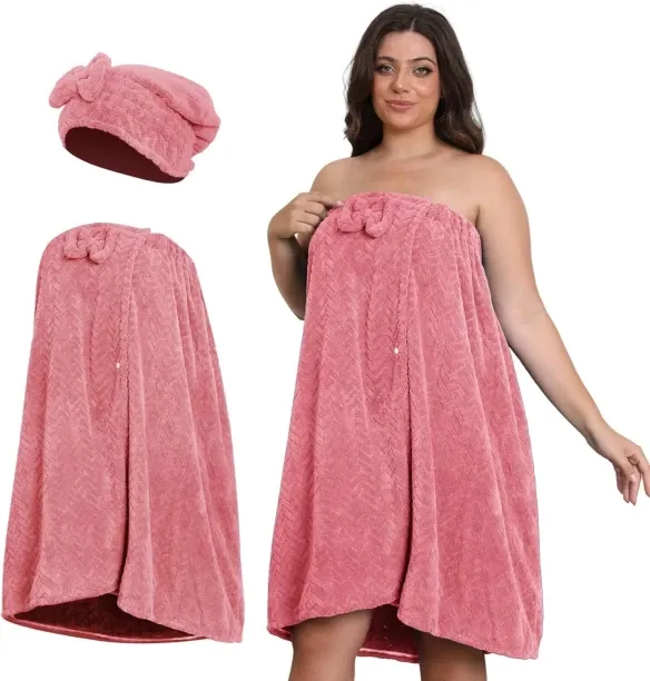 Pofufusm (28 cm x 38 cm) Plus Size Bath Towel Wrap for Women (XXL-XXXXL) with Hair Towel, Oversize …