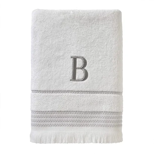 Pofufusm (28 cm x 38 cm) Casual Monogram Bath Towel, B, 28x54, White Microfiber Bath Sheet Towel