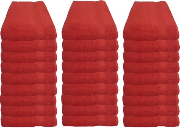 Bunty (90 cm x 150 cm) Plush 450GSM 90x150cms Bath Sheets - 30 Piece Pack - Racing Red Cotton Bath …