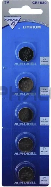 Alphacell Lithium 1620 5pc Lithium  Battery