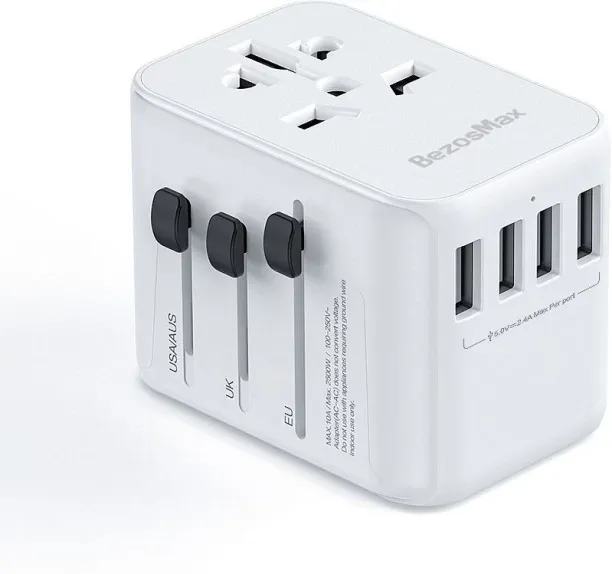 BezosMax Universal Travel Adapter Charger with 4 USB Ports for USA EU UK AU, All-in-One Internation…