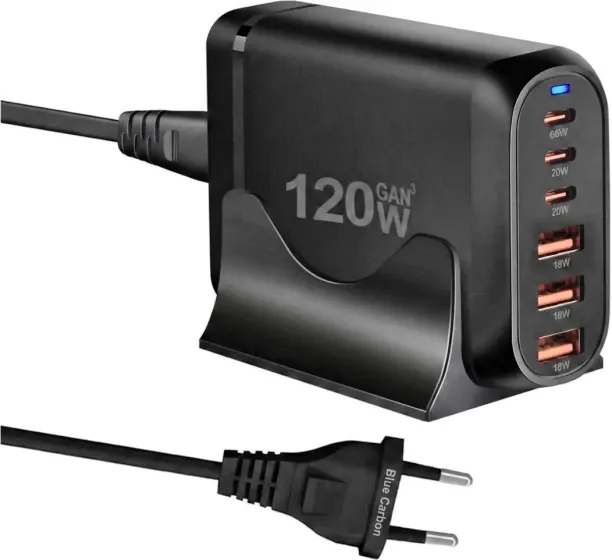 Chase Charging Station Hub 6 Port USB C GaN3 Fast Compact Charger Block GaN 5 A Multiport Mobile Ch…