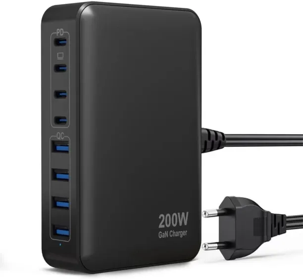 Spark 200W USB C Charger, GaN III 8-Port Fast Charger Charger Adapter 1 A Multiport Mobile Charger …