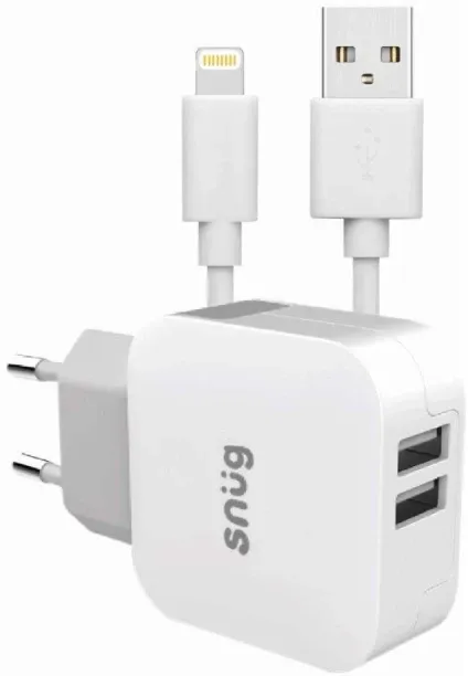 Snug 2 Port 3.4Amp Charger + Lightning Adaptive Charging 3.4 A Multiport Mobile Charger with Detach…