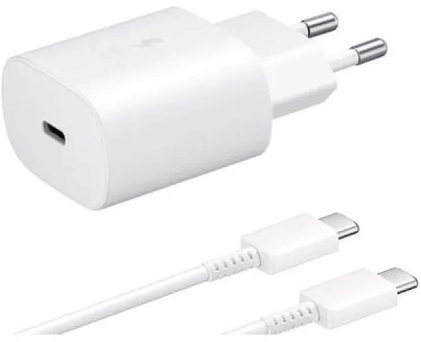 Generic 25W Super Fast Charging Power adapter with Type-C to Type-C Cable - 1M - White GaN 3 A Mobi…