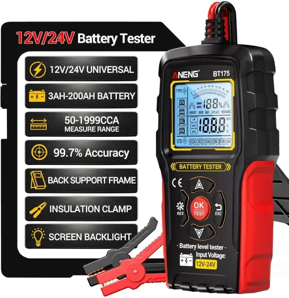 Bloo Automobile battery tester, 12V/24V digital automobile battery load tester Digital Battery Test…