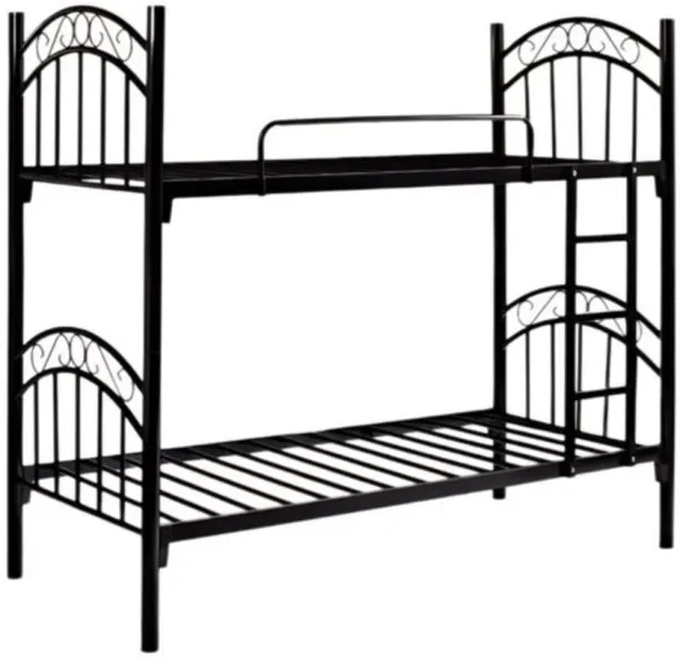 ANKA HOME Elegant Black Metal Bunk Bed Frame – Durable, Space-Saving Design with Built-In Ladder & …