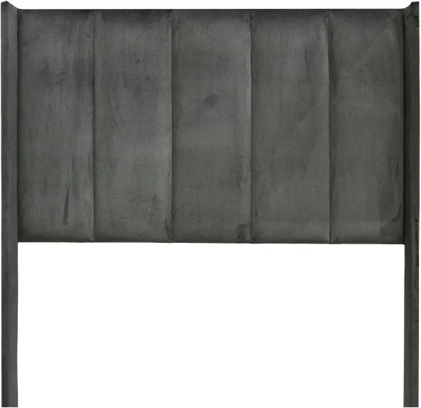 COMPLETE LIVING FURNITURE Ava Dark Grey Velvet Headboard King Bed