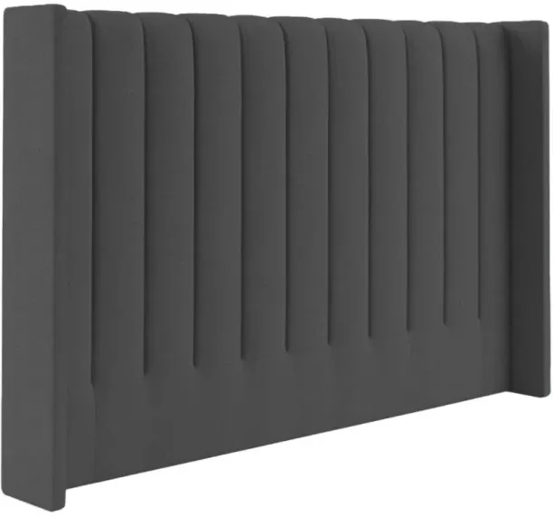 Designer Concepts Myra Stripped Wing Headboard Queen-Black Bed Frame
